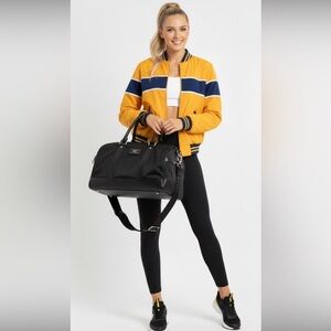 Blue & Yellow Retro 90s Style Bomber Jacket Yellow & Blue Long Sleeve